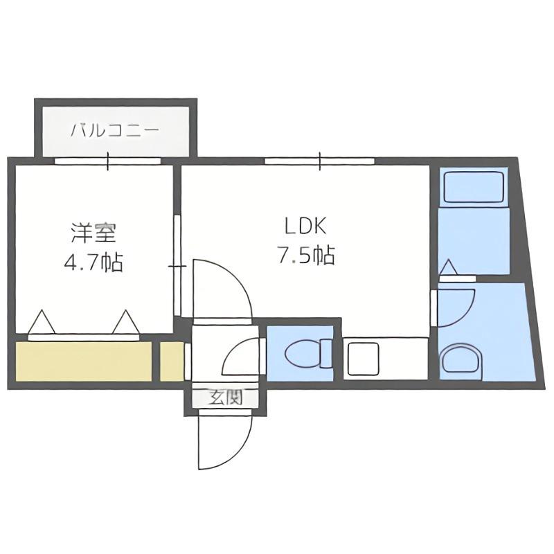 カハラコート4TH(1DK/1階)の間取り写真