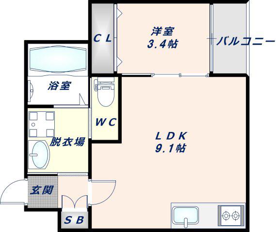 H-MAISON衣摺III(1LDK/1階)の間取り写真
