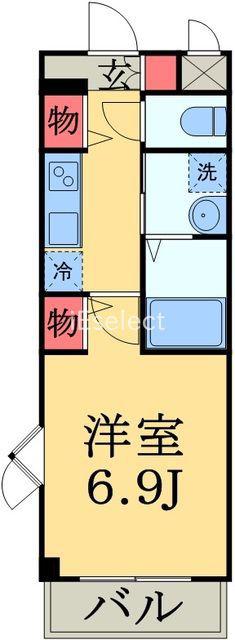 ベルコーポ(1K/2階)の間取り写真