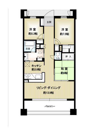 グランドメゾン千里中央東丘II番館(3LDK/6階)の間取り写真