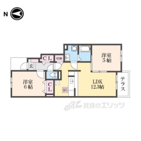 セレンディピティⅡ(2LDK/1階)の間取り写真