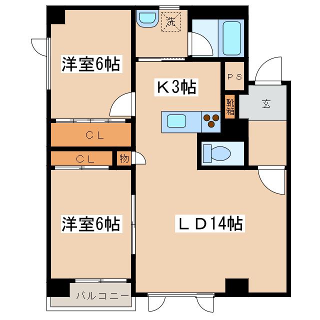 スクイットライツ(2LDK/1階)の間取り写真