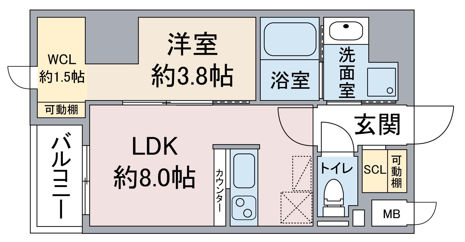 THE 9TH RESIDENCE SAKAE SIDE(1LDK/6階)の間取り写真