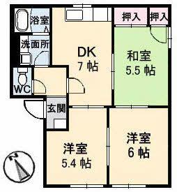 フレグランス中山台A棟(3DK/1階)の間取り写真