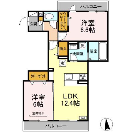 メゾン ド ネージュ東戸塚(2LDK/2階)の間取り写真
