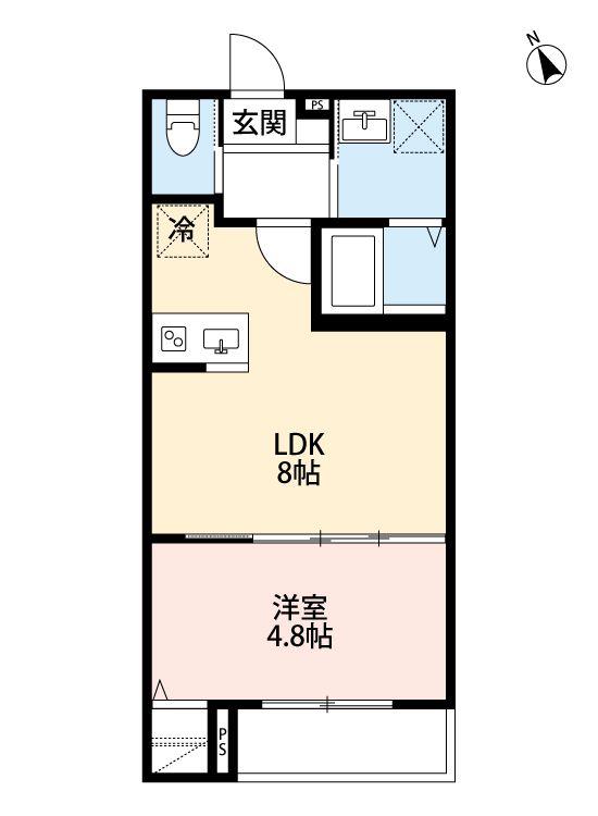 グランフィーユ春日部(1LDK/1階)の間取り写真