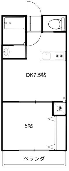 牧野マンション(1DK/2階)の間取り写真