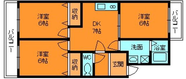 リヴェール立野(3DK/3階)の間取り写真