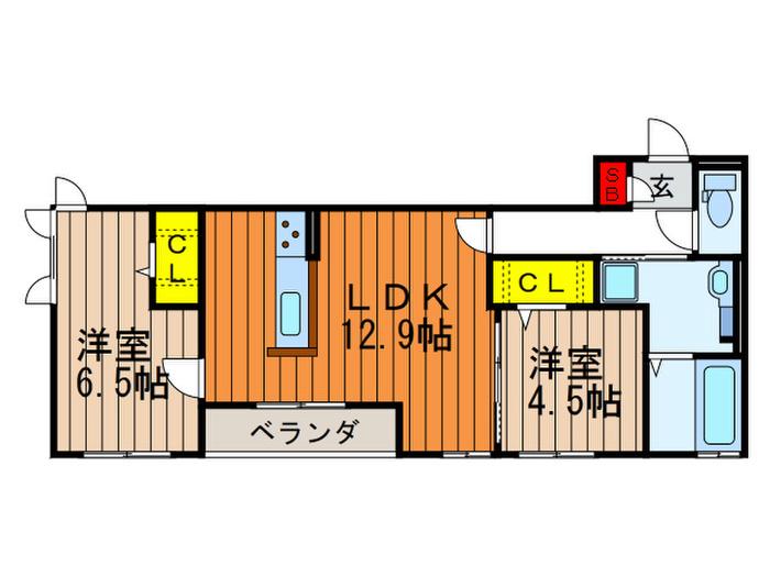 LE GRAND AMENITY STATION(2LDK/2階)の間取り写真