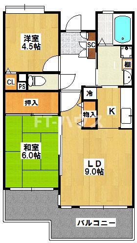 EMラフォーレ実籾(2LDK/2階)の間取り写真