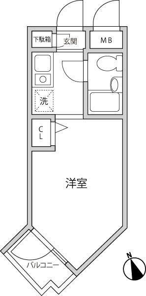 DOM二子新地(ワンルーム/1階)の間取り写真