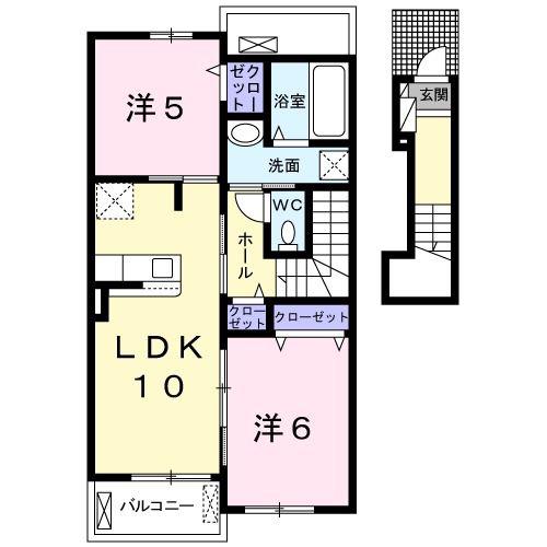 ヴィラ クレマチス(2LDK/2階)の間取り写真
