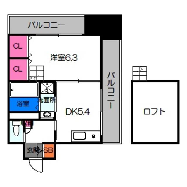 ラメール(1DK/6階)の間取り写真