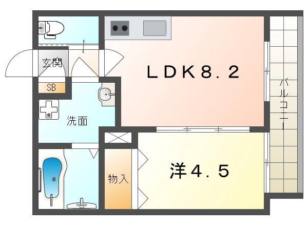 TIO ALBA(1LDK/2階)の間取り写真
