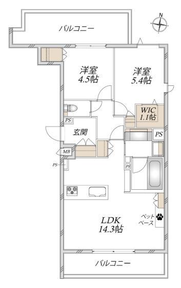 グラン レーヴ(2LDK/3階)の間取り写真