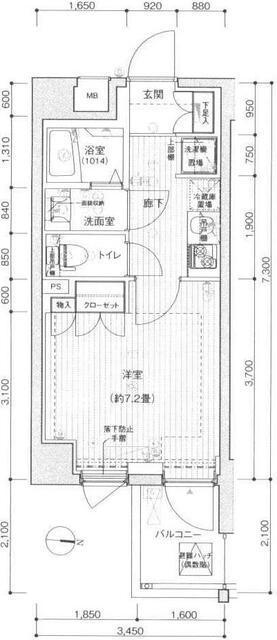 プレール・ドゥーク東陽町(1K/6階)の間取り写真