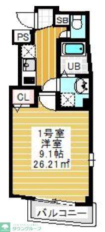 SECOND CORAL千葉中央(1K/2階)の間取り写真
