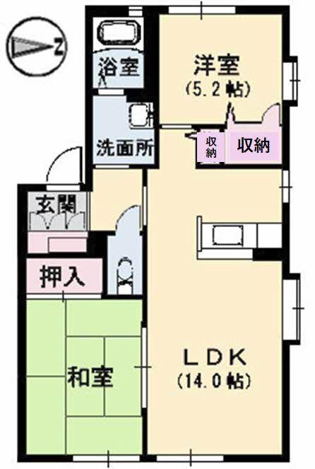 グリーンヒル(2LDK/1階)の間取り写真