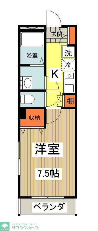 ネクストワン東大和(1K/2階)の間取り写真