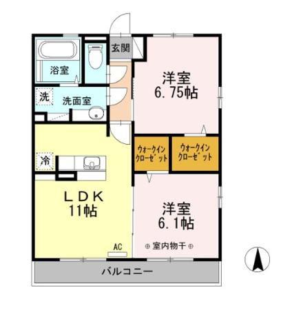フローラ(2LDK/3階)の間取り写真
