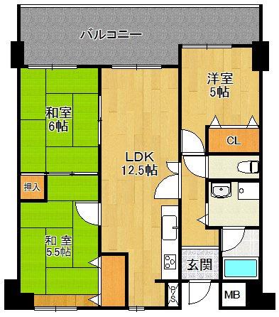 サンジェラン(3LDK/4階)の間取り写真