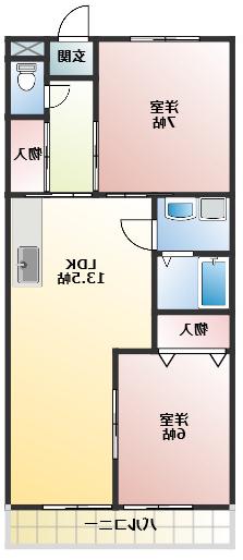 ファミール中央(2LDK/4階)の間取り写真