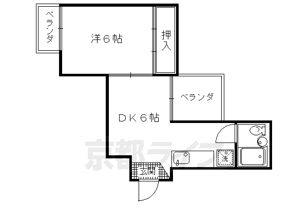 フレーヴァー北山(1DK/4階)の間取り写真