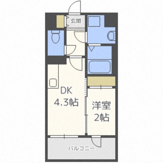 MODERN PALAZZO 大濠スクエア(1DK/3階)の間取り写真