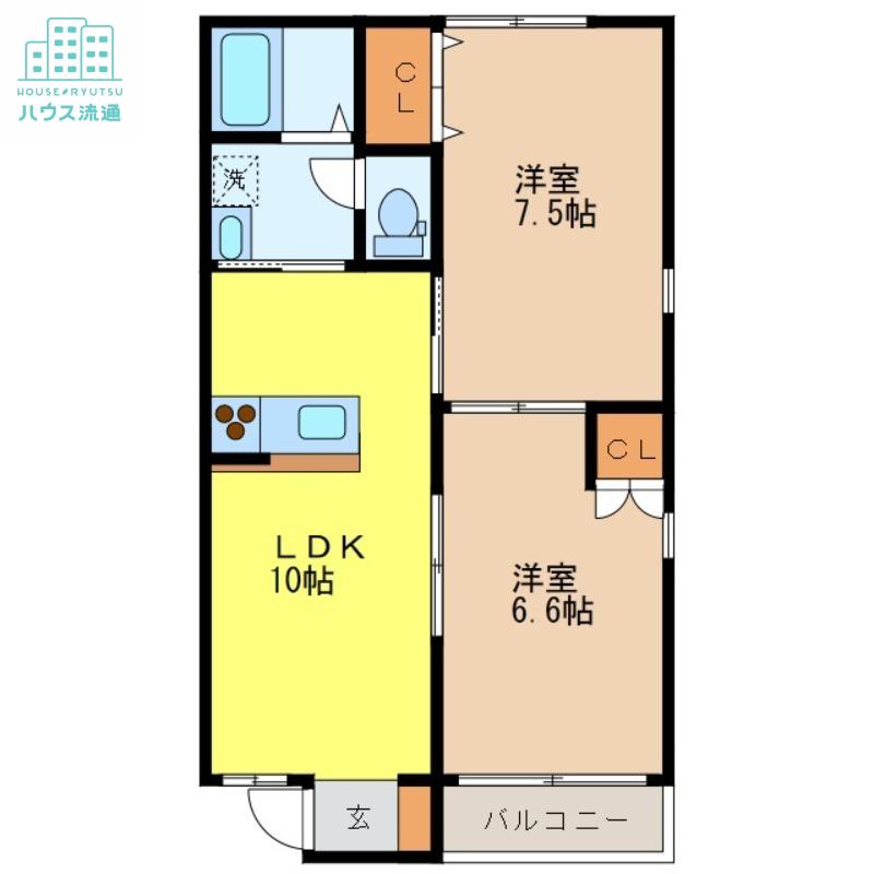 EARL GREY西時津(2LDK/2階)の間取り写真
