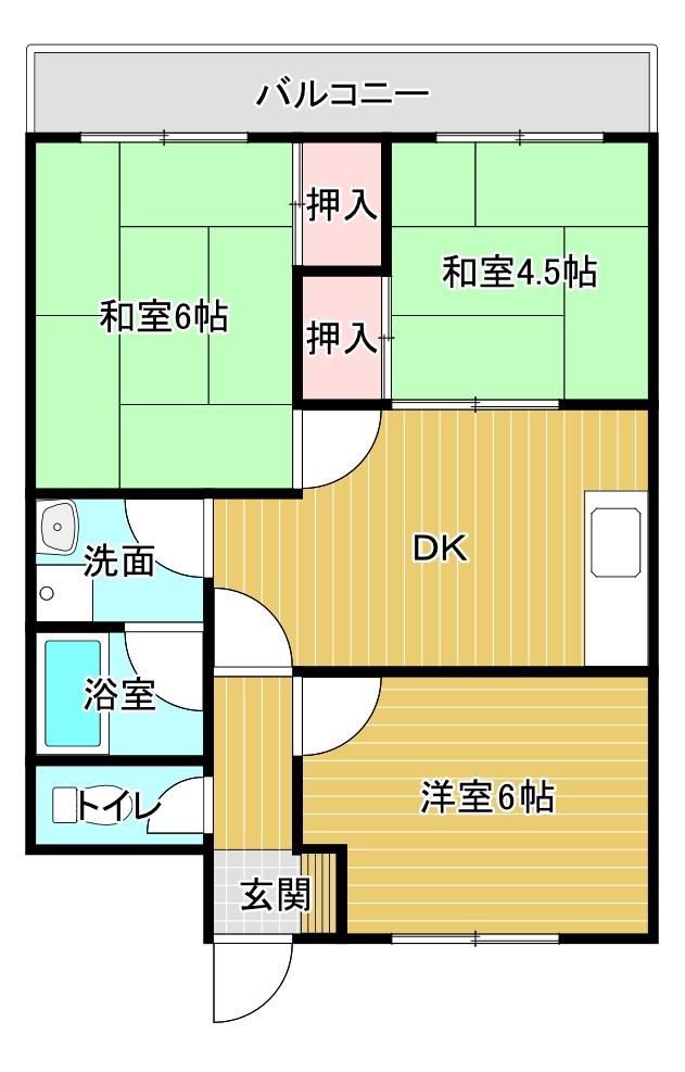 井上本社コーポ(3DK/2階)の間取り写真