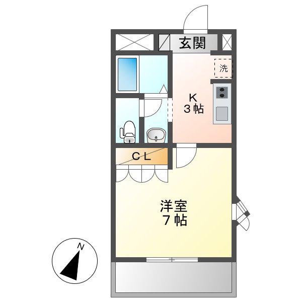 グリーンヒルズ II(1K/2階)の間取り写真