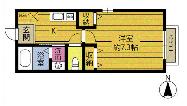 AS関園(1K/1階)の間取り写真