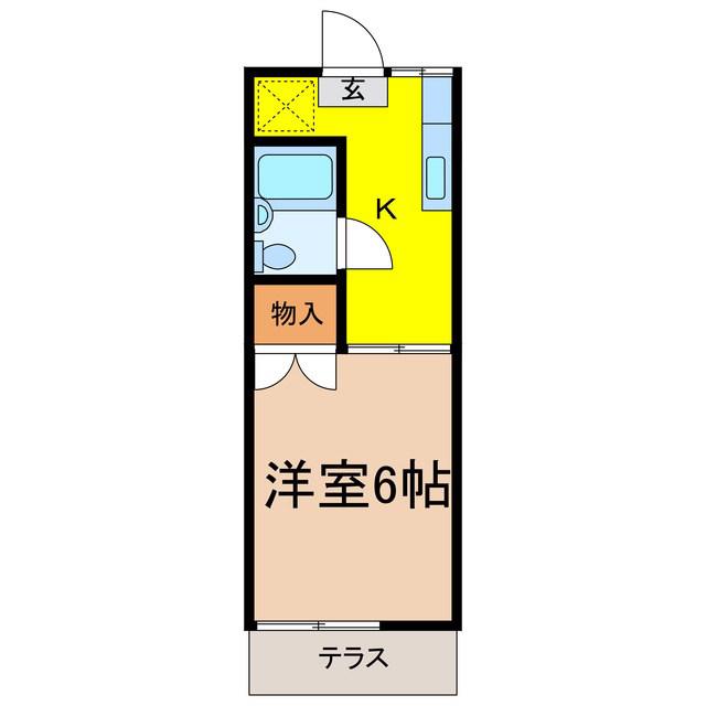 コーポCA S棟(1K/1階)の間取り写真