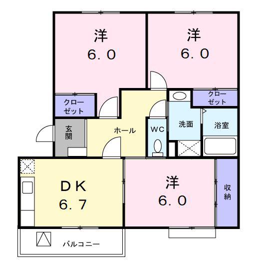 マンションミタライ(3DK/2階)の間取り写真