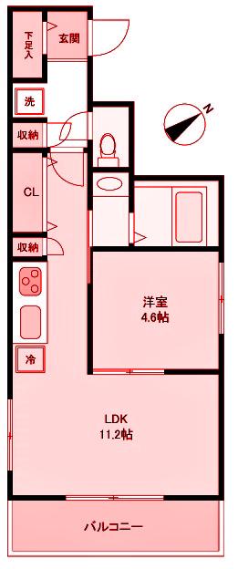 オープレ鶴見(1LDK/4階)の間取り写真