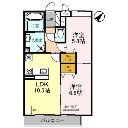シャルム アンジュ(2LDK/2階)の間取り写真