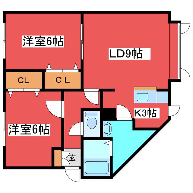 ルネッサンスしらかば(2LDK/1階)の間取り写真