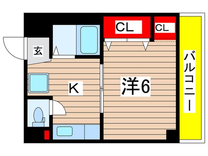 中央ハイツ(1K/2階)の間取り写真