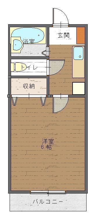 コムフォート但馬(1K/2階)の間取り写真
