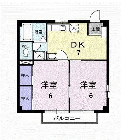 フォレストサイド(2DK/2階)の間取り写真