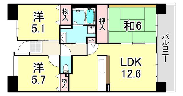 URパークタウン西武庫 4号棟(3LDK/4階)の間取り写真