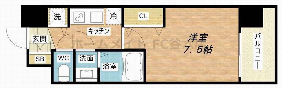 スワンズシティ梅田シエロ(1K/6階)の間取り写真