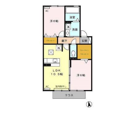 LES MUSESII(2LDK/1階)の間取り写真
