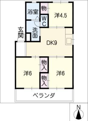 第一橋本マンション(3DK/3階)の間取り写真