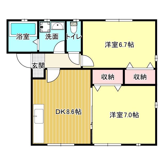 プランドール(1LDK/2階)の間取り写真