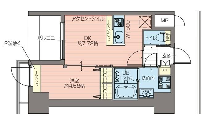 プレジオ難波ASIAN(1DK/12階)の間取り写真