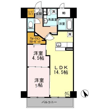 COCO MARINI(2LDK/6階)の間取り写真