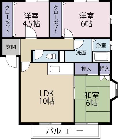 エクセレントブルーム(3LDK/1階)の間取り写真