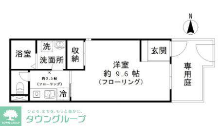 KIRIE自由が丘(1K/1階)の間取り写真