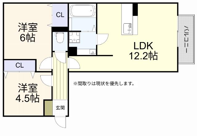 CASA FELICE A棟(2LDK/1階)の間取り写真